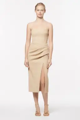Manning Cartell French Kiss Strapless Midi Dress Beige Size 10 for rent on The Volte - image 1