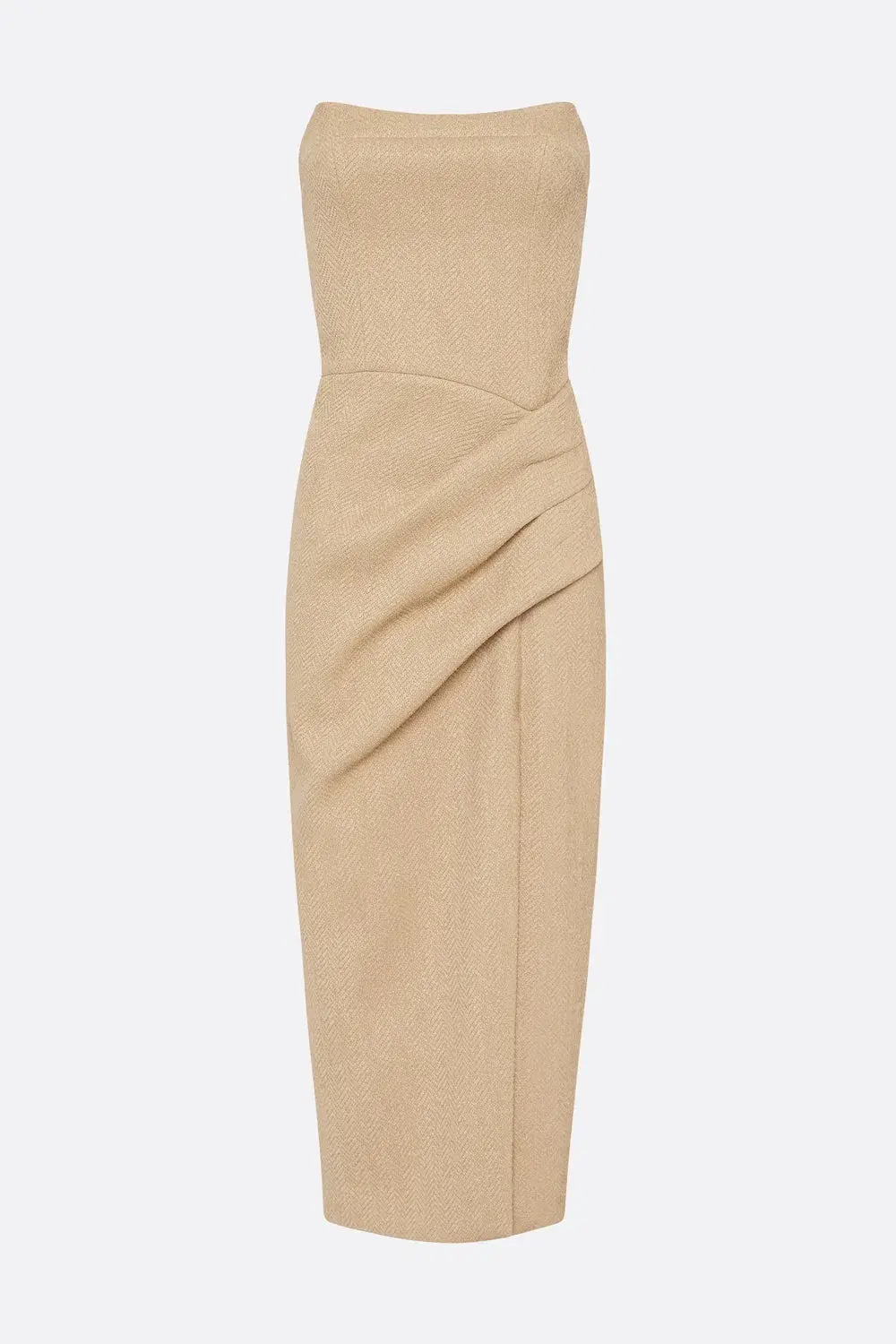 Manning Cartell French Kiss Strapless Midi Dress Beige Size 10 for rent on The Volte - main image