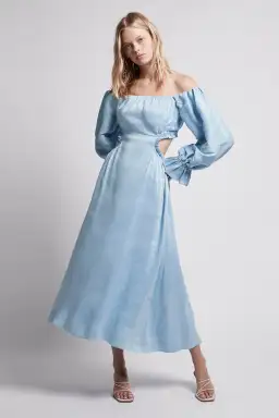 Aje Overture Blouson Midi Dress Blue Size 4 for rent on The Volte - image 1