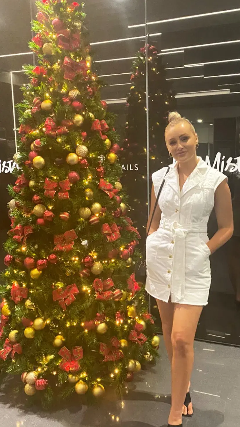 Aje Syros Denim Vest Dress White Size 8 for rent on The Volte - main image