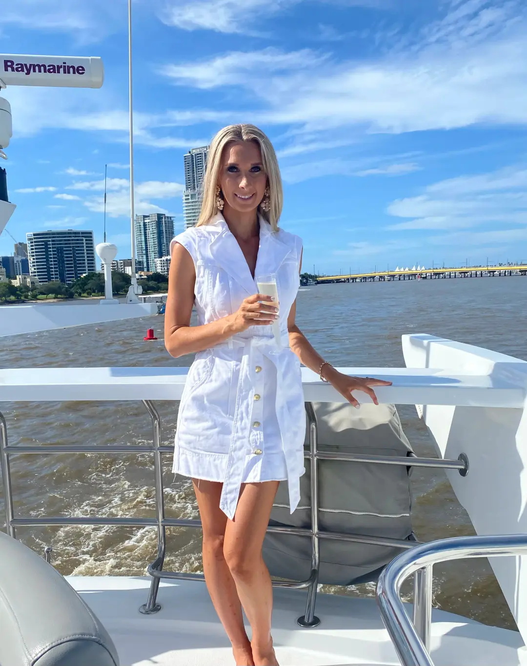 Aje Syros Denim Vest Dress White Size 8 for rent on The Volte - main image