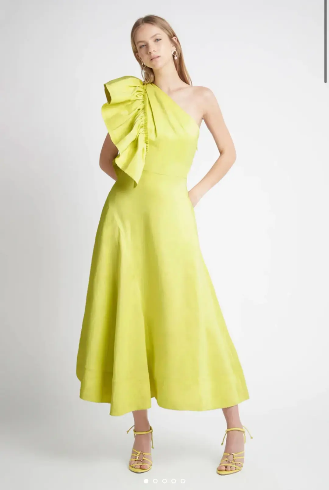 Aje Bonjour Asymmetric Midi Dress Green Size 8 for rent on The Volte - main image