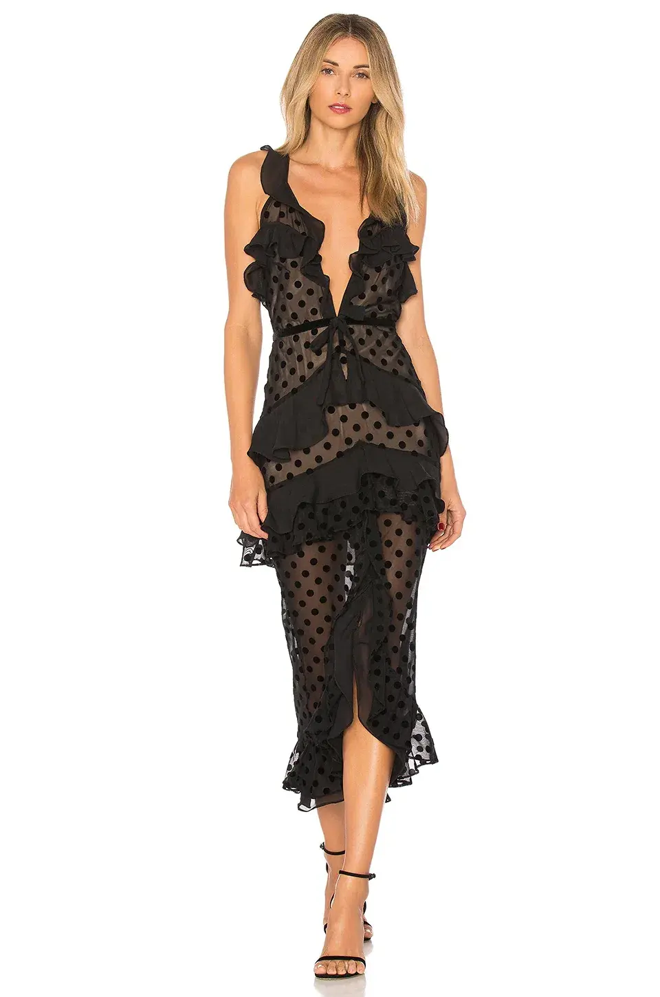 For Love and Lemons Black Polka Dot Dress Black Size M for rent on The Volte - main image