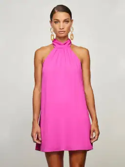 Krisa Tie Back Halter Dress Pink Size XS