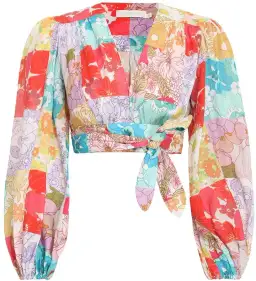 Zimmermann The Bells Tie Crop Top in Multi Floral Print Size 6 for rent on The Volte - image 2