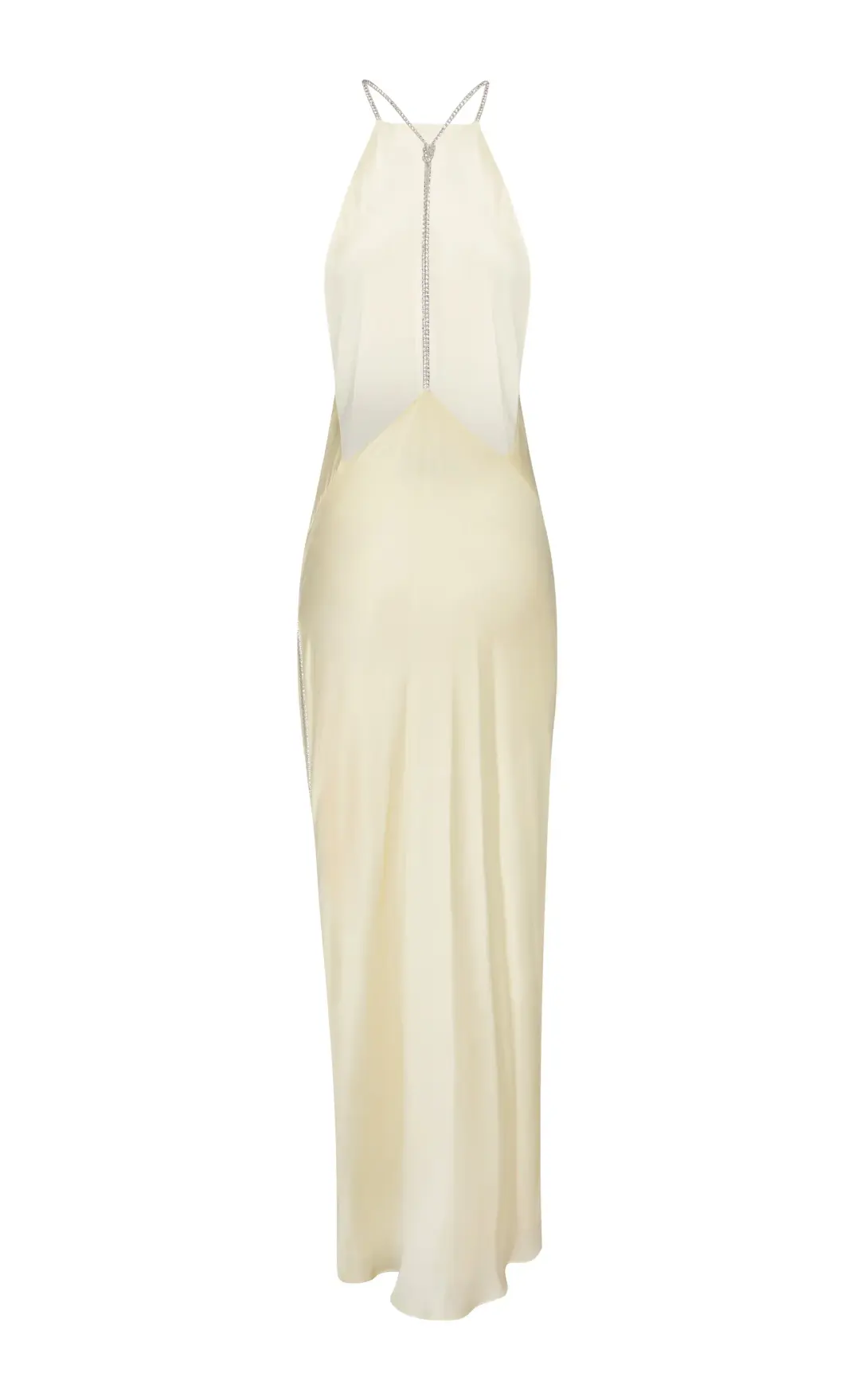 Michael Lo Sordo Hudson Bias Crystalline Maxi Dress Pale Yellow Size 4 for rent on The Volte - main image