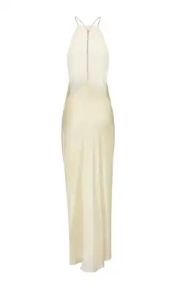 Michael Lo Sordo Hudson Bias Crystalline Maxi Dress Pale Yellow Size 4 for rent on The Volte - image 3