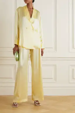 Michael Lo Sordo Relaxed Silk Boy Pants Pale Yellow Size AU 4 for rent on The Volte - image 1