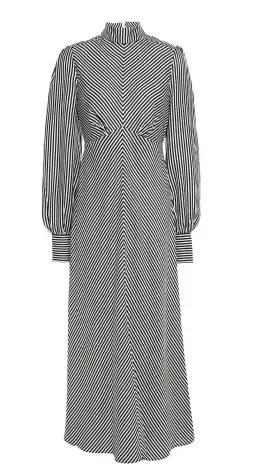 Zimmermann Striped Satin Twill Midi Dress Black/White Size 6