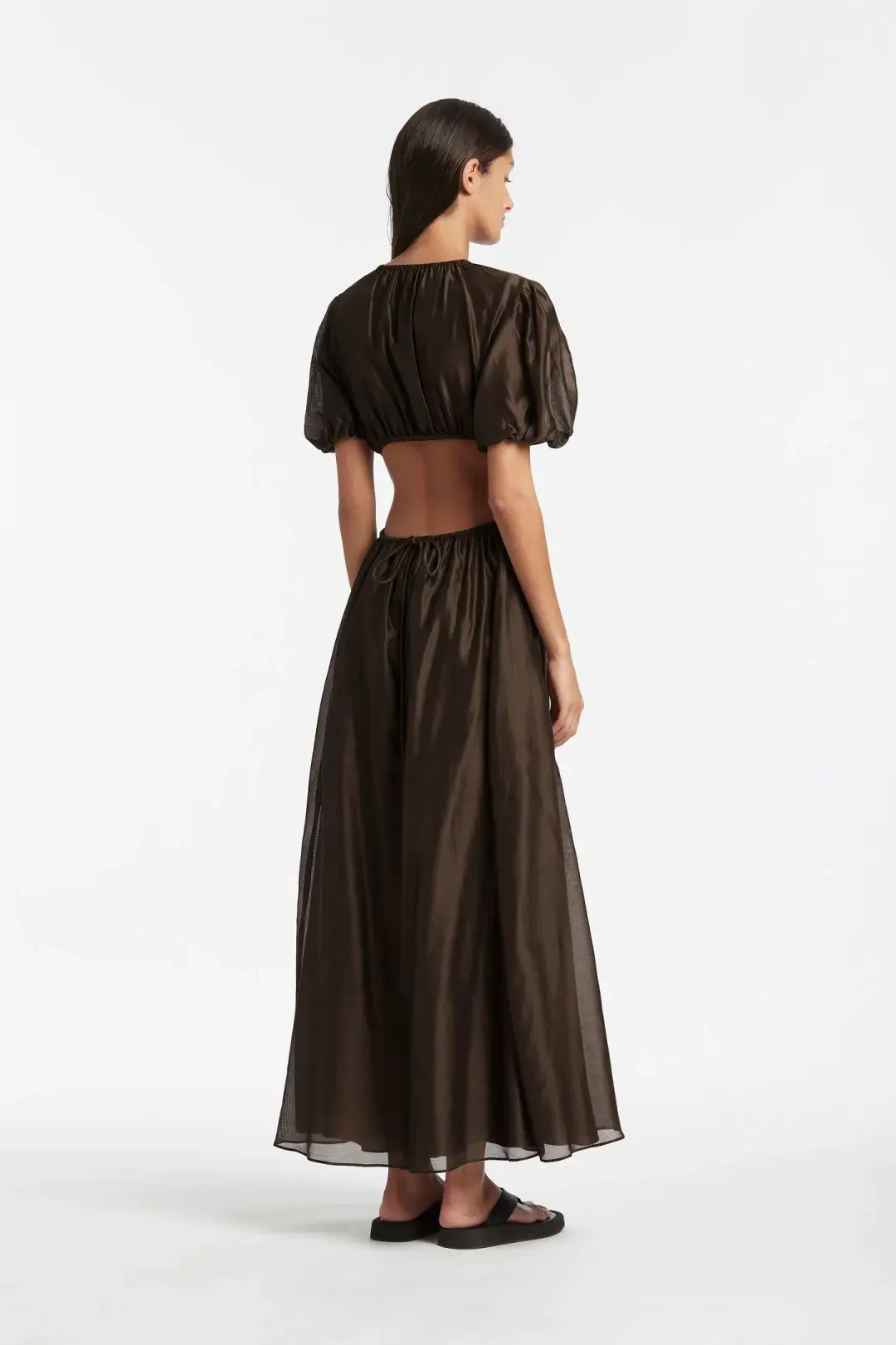 Sir The Label Anje Puff Sleeve Gown In Chocolate Size AU 10 for rent on The Volte - main image