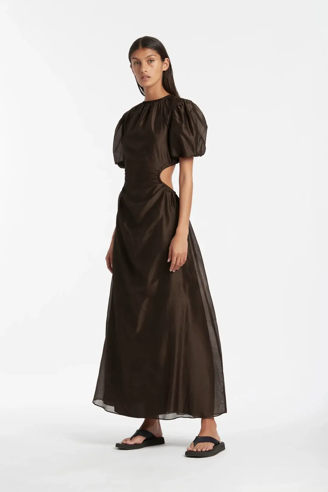 Sir The Label Anje Puff Sleeve Gown In Chocolate Size AU 10 for rent on The Volte - main image