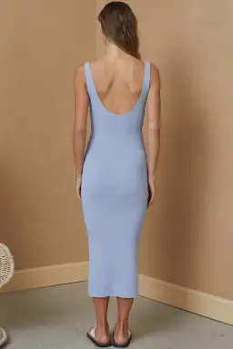 Bec and Bridge Mimi Knit Midi Dress Blue Size 8