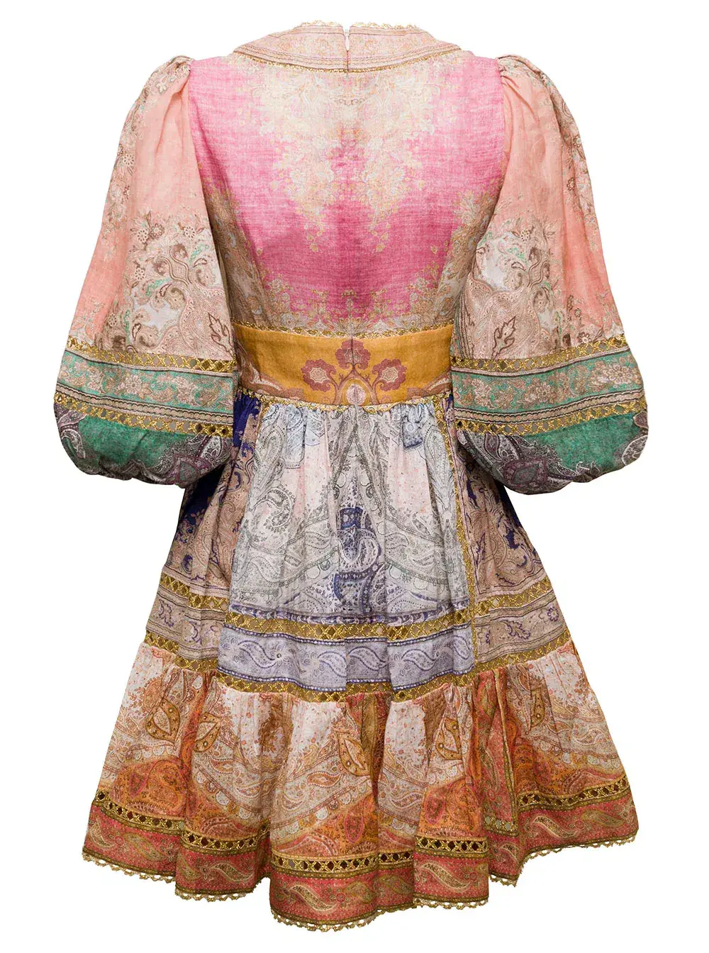 Zimmermann Anneke Lantern Mini Dress Spliced Size 0P / Au 6 for rent on The Volte - main image