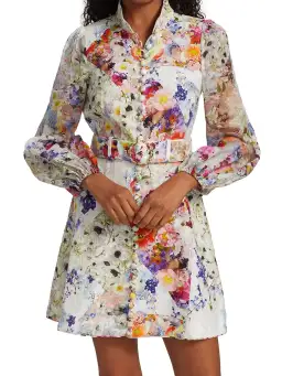 Zimmermann Prima Belted Mini Dress Patchwork Floral Print Size 0P/Au 6 for rent on The Volte - image 2