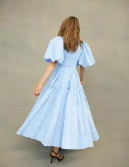 Aje Fallingwater Gathered Midi Dress Powder Blue Size 10