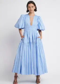 Aje Fallingwater Gathered Midi Dress Blue Size 14 for rent on The Volte - image 1