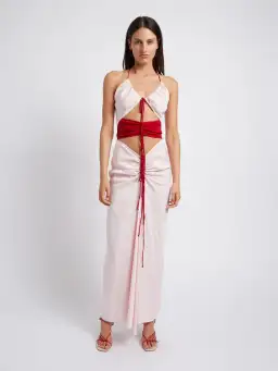 Christopher Esber Multi Panel Disconnect Ruched Halter Dress Pink SIze 10 for rent on The Volte - image 1