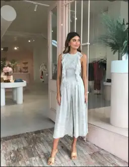 Issy Jumpsuit in Beige Snake Size 10 for rent on The Volte - image 1