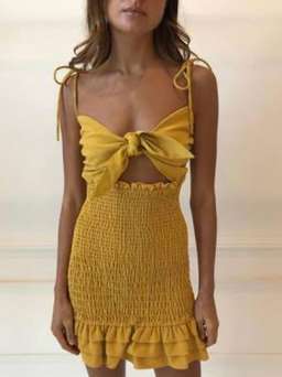 By Nicola Pineapple dress in mustard yellow 8