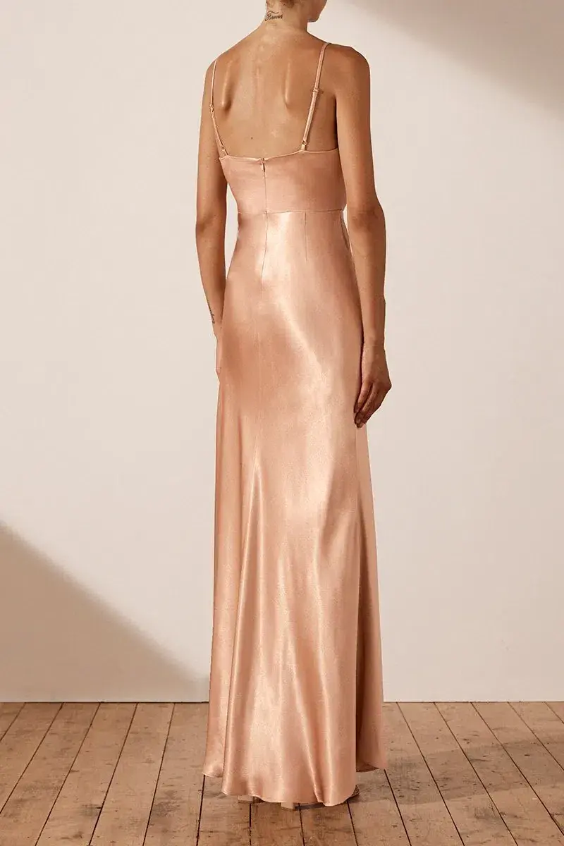 Shona Joy La Lune Cross Draped Maxi Dress Desert Rose Size 16 for rent on The Volte - main image