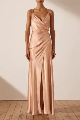 Shona Joy La Lune Cross Draped Maxi Dress Desert Rose Size 16 for rent on The Volte - image 1