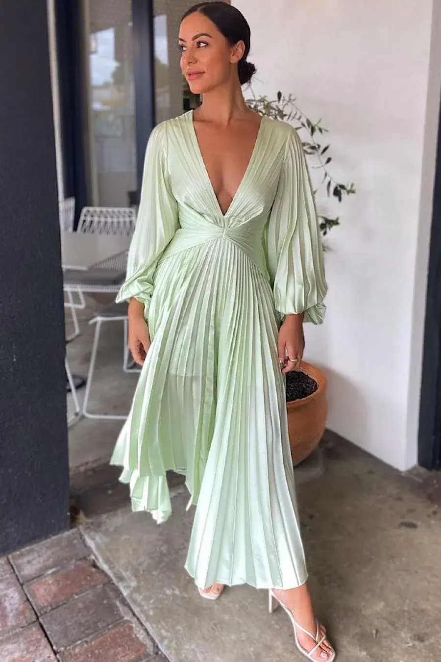 Acler Palms Dress in Iced Mint Green Size S for rent on The Volte - main image