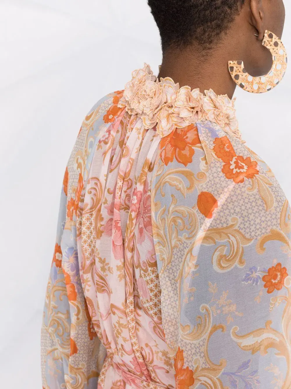 Zimmermann Postcard Lantern Floral Mini Dress Mixed Swirl Floral Size 1 / Au 10 for rent on The Volte - main image