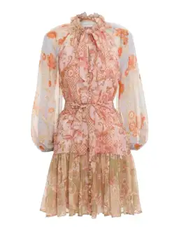 Zimmermann Postcard Lantern Floral Mini Dress Mixed Swirl Floral Size 1 / Au 10 for rent on The Volte - image 5