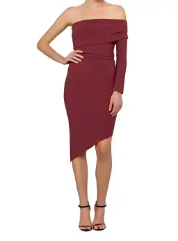 Bec & Bridge Love Ruler Asymmetrical Dress Burgundy Size AU 12