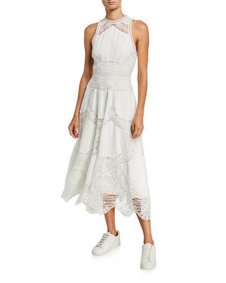 Zimmermann Bonita Crochet Embroidered Midi Dress Ivory Size 0 / AU 8 for rent on The Volte - main image