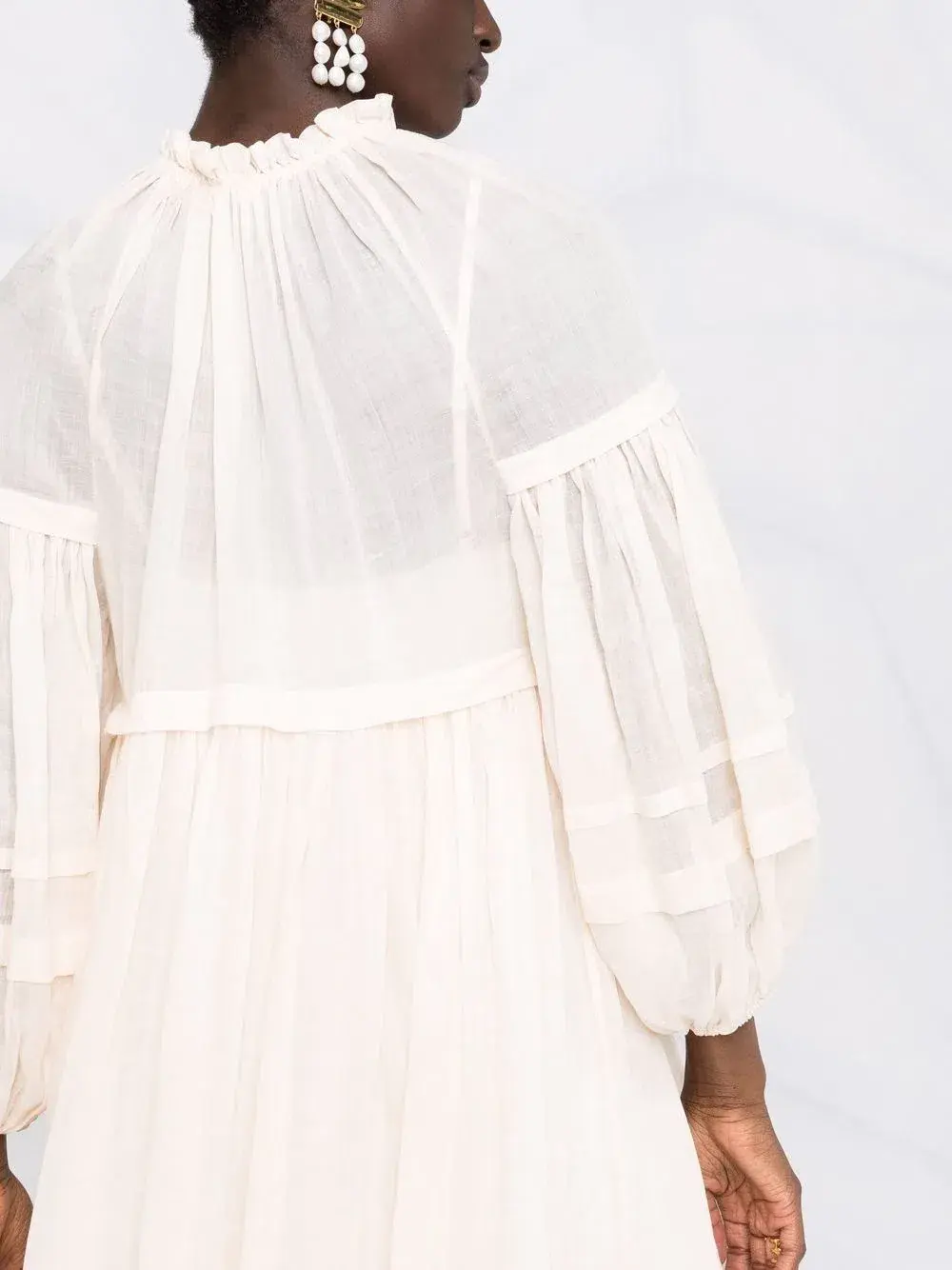 Zimmermann Moonshine Tuck Midi Dress Cream Size 1 / AU 10 for rent on The Volte - main image