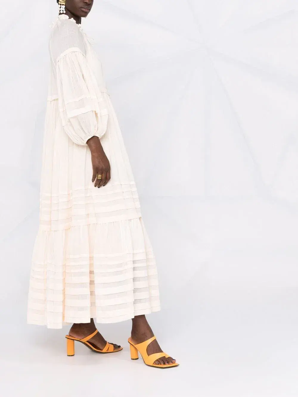 Zimmermann Moonshine Tuck Midi Dress Cream Size 1 / AU 10 for rent on The Volte - main image