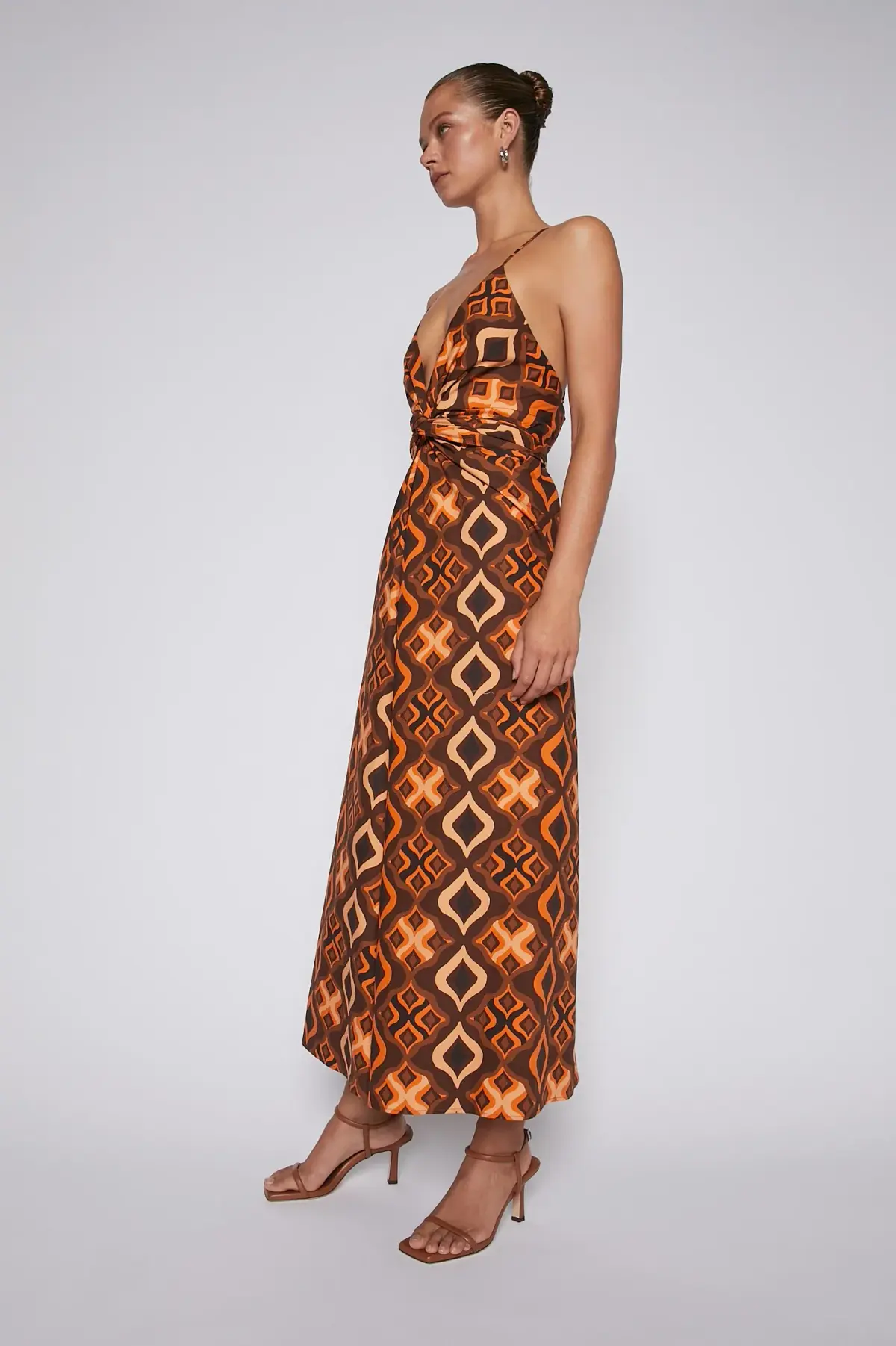 Scanlan Theodore Tile Print Cotton Dress Caramel Size 8 - Image 4
