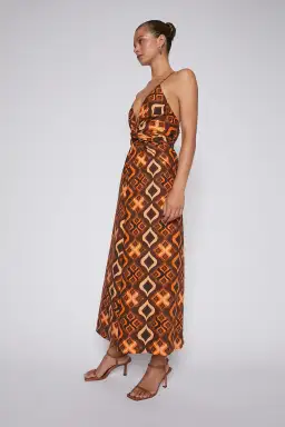 Scanlan Theodore Tile Print Cotton Dress Caramel Size 8 for rent on The Volte - image 4