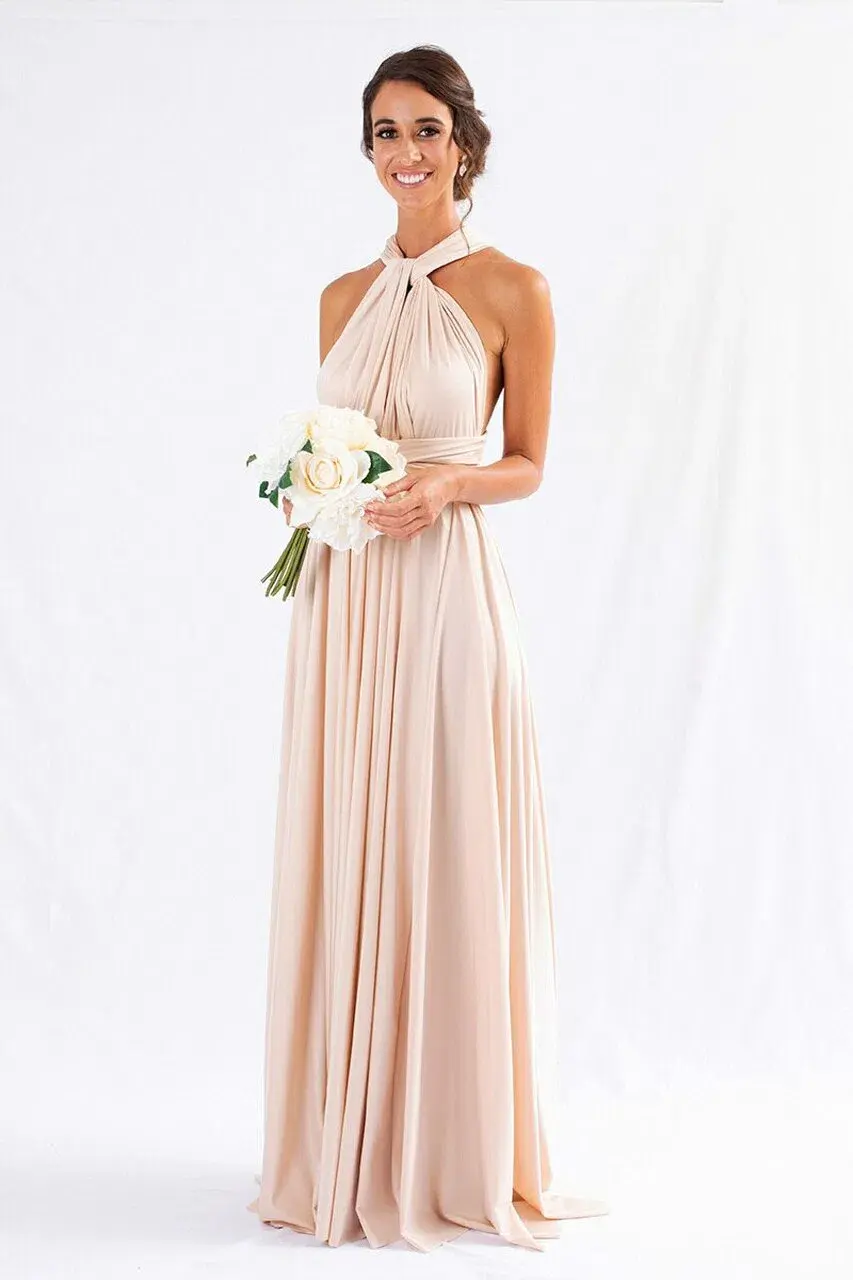 Model Chic Luxe Satin Multi-Way Infinity Dress Nude Size 10 for rent on The Volte - main image