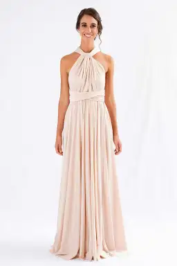 Model Chic Luxe Satin Multi-Way Infinity Dress Nude Size 10 for rent on The Volte - image 1