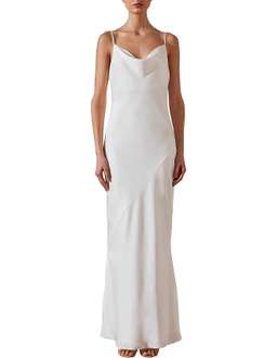 Shona Joy Luxe Bias Cowl Slip Dress Ivory Size 6
