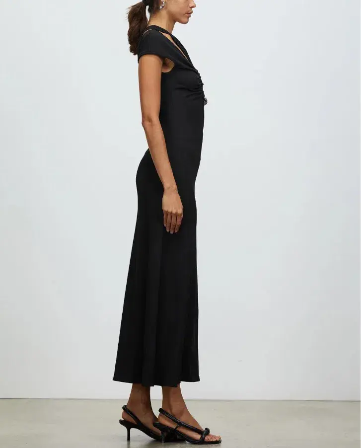 Christopher Esber Quartz Split Ruched Tank Dress Black Size 8 for rent on The Volte - main image