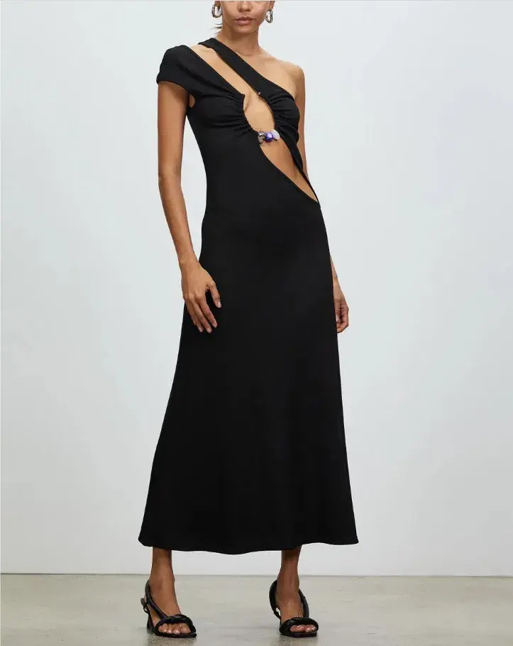 Christopher Esber Quartz Split Ruched Tank Dress Black Size 8 for rent on The Volte - main image