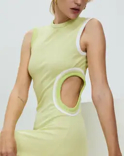 Christopher Esber Multi Bind Fran Dress in Pistachio Multi Green Size 12 for rent on The Volte - image 3