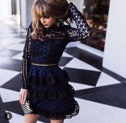 Self Portrait High Neck Star Lace Dress Navy Size 8 for rent on The Volte - image 3
