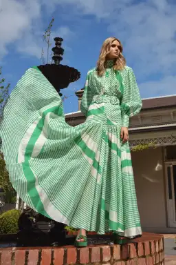 Mackenzie Mode Long Sleeve Striped Maxi Dress Print Size 14