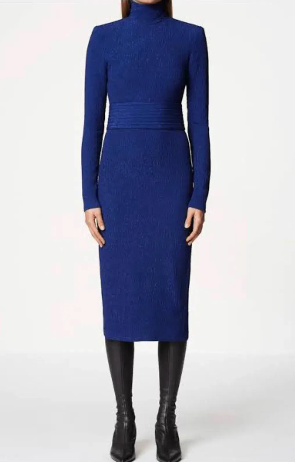 Scanlan Theodore Stretch High Neck Reptile Midi Dress Navy Size 10  - Image 2