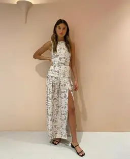 Bec & Bridge Gardenia Linen Maxi Dress Print Size 8