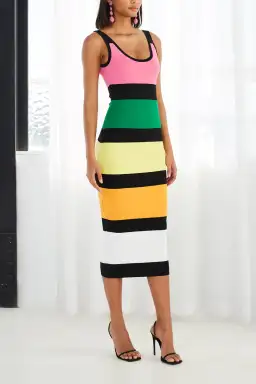 By Johnny All Sorts Rib Midi Dress Print Size 8 for rent on The Volte - image 1