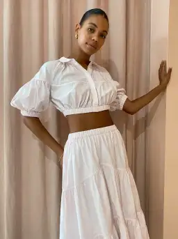 Acler Marquis Top and Skirt Set in Shell Pink Size 8