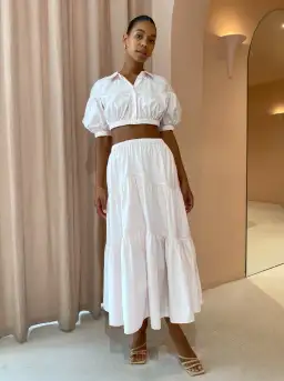 Acler Marquis Top and Skirt Set in Shell Pink Size 8