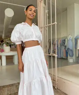 Acler Marquis Top and Skirt Set in Shell Pink Size 8