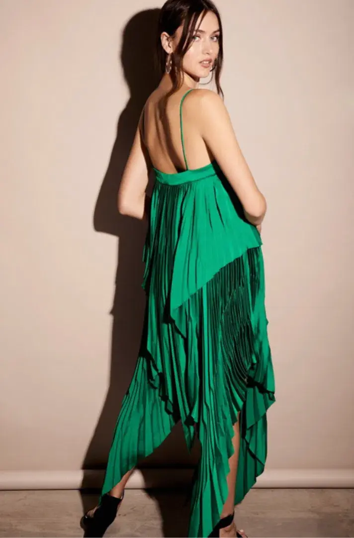 Acler Ceder Pleat Dress Green Size 8 for rent on The Volte - main image