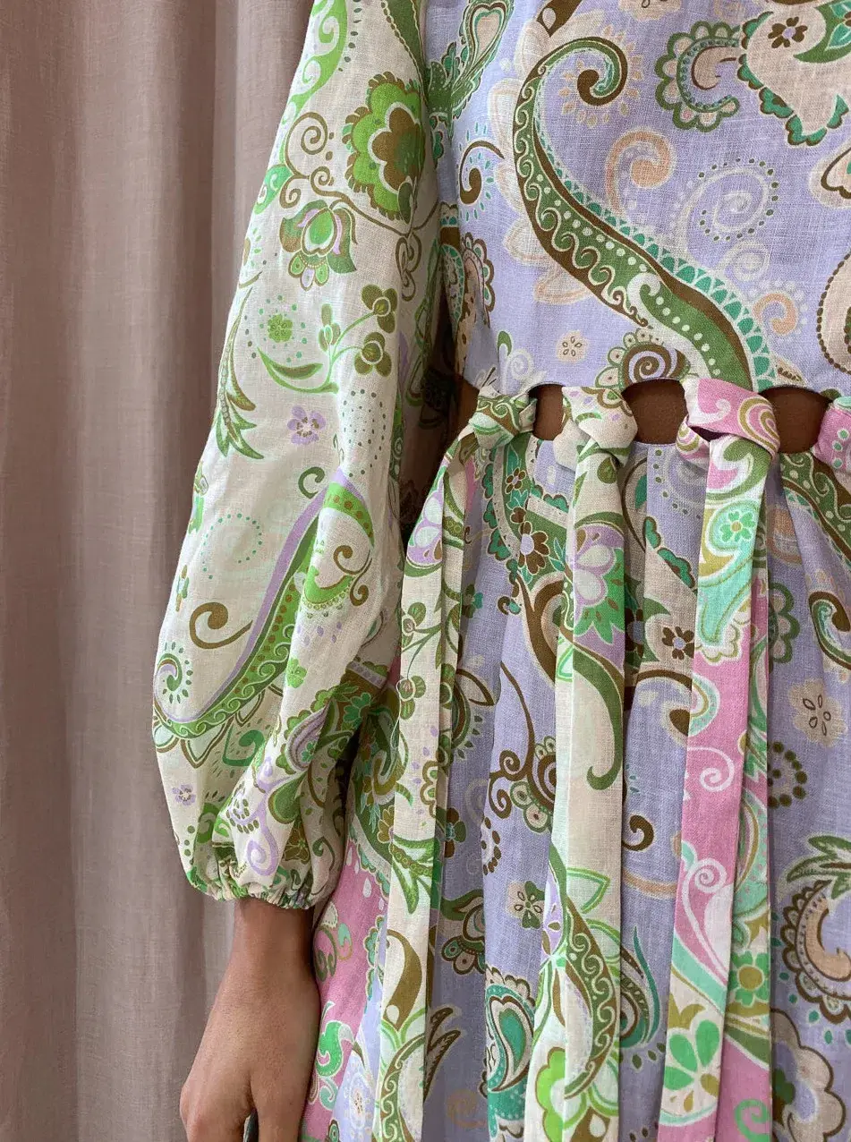 Alemais Marta Cutout Midi Dress Multi Size 8 for rent on The Volte - main image